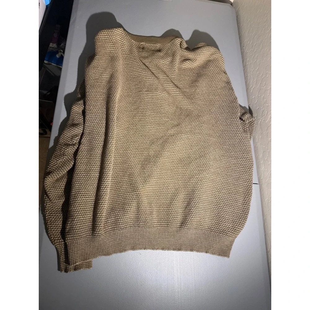 Woolrich John Rich and Bros Mens Henley Sweater Tan Waffle Knit Vintage USA